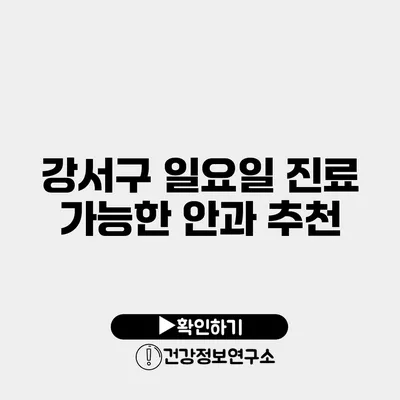 강서구 일요일 진료 가능한 안과 추천