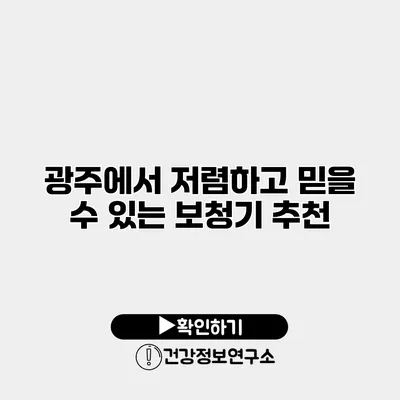 광주에서 저렴하고 믿을 수 있는 보청기 추천