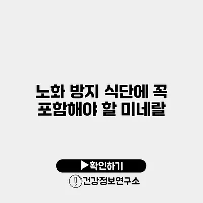 노화 방지 식단에 꼭 포함해야 할 미네랄