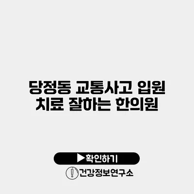 당정동 교통사고 입원 치료 잘하는 한의원