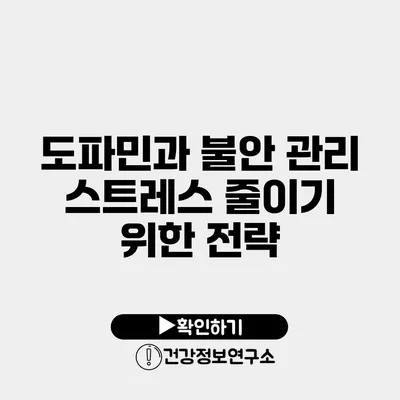 도파민과 불안 관리 스트레스 줄이기 위한 전략