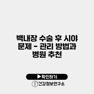 백내장 수술 후 시야 문제 - 관리 방법과 병원 추천