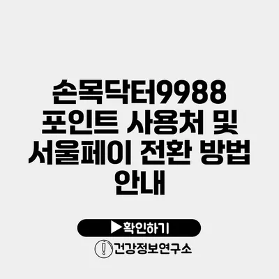 손목닥터9988 포인트 사용처 및 서울페이 전환 방법 안내