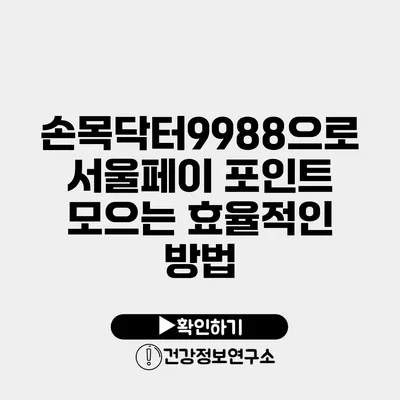 손목닥터9988으로 서울페이 포인트 모으는 효율적인 방법