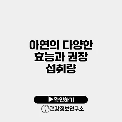 아연의 다양한 효능과 권장 섭취량