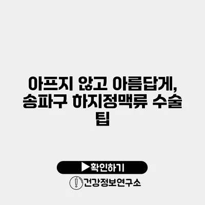 아프지 않고 아름답게, 송파구 하지정맥류 수술 팁