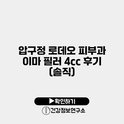 압구정 로데오 피부과 이마 필러 4cc 후기 (솔직)
