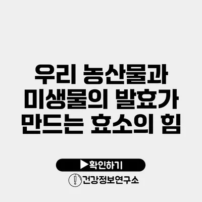우리 농산물과 미생물의 발효가 만드는 효소의 힘