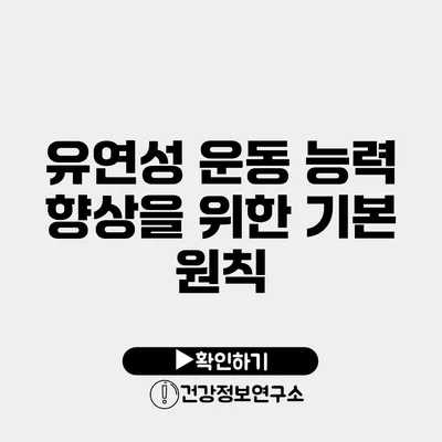 유연성 운동 능력 향상을 위한 기본 원칙