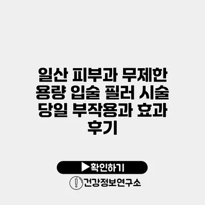 일산 피부과 무제한 용량 입술 필러 시술 당일 부작용과 효과 후기