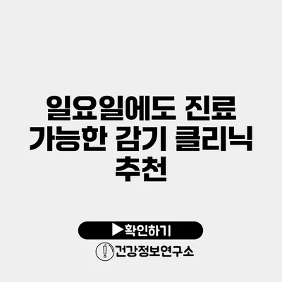 일요일에도 진료 가능한 감기 클리닉 추천