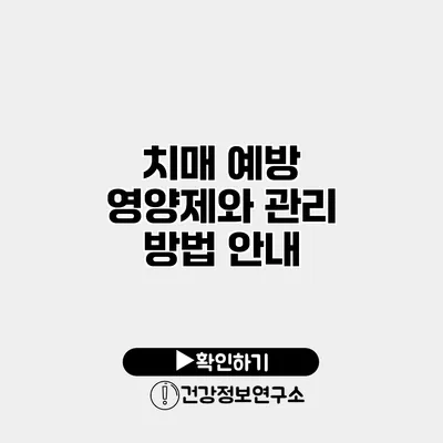 치매 예방 영양제와 관리 방법 안내