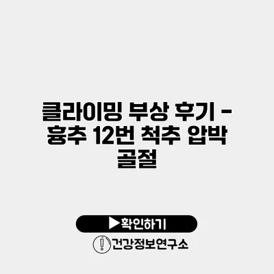 클라이밍 부상 후기 - 흉추 12번 척추 압박 골절