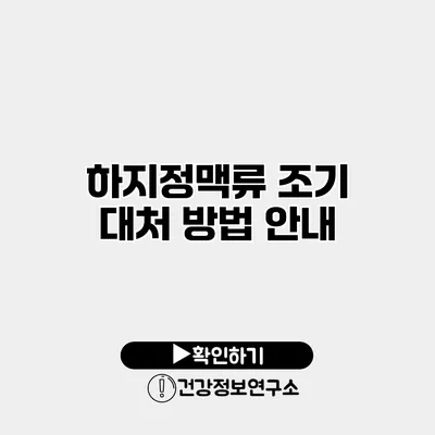 하지정맥류 조기 대처 방법 안내