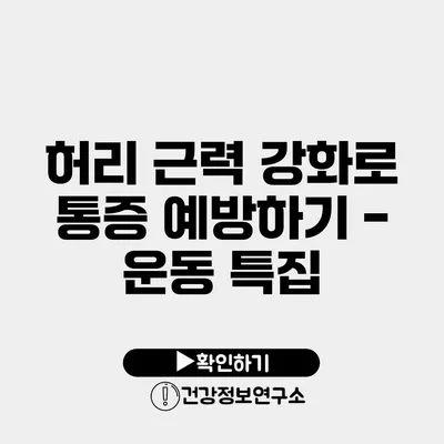 허리 근력 강화로 통증 예방하기 - 운동 특집