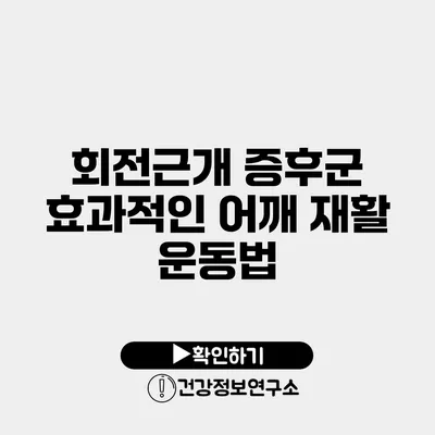 회전근개 증후군 효과적인 어깨 재활 운동법