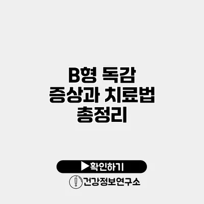 B형 독감 증상과 치료법 총정리