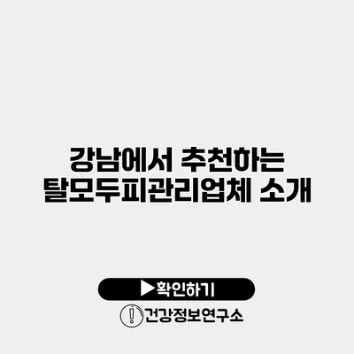 강남에서 추천하는 탈모두피관리업체 소개