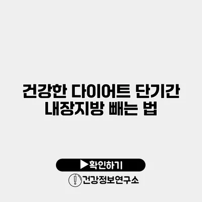 건강한 다이어트 단기간 내장지방 빼는 법
