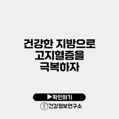 건강한 지방으로 고지혈증을 극복하자