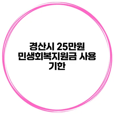 경산시 25만원 민생회복지원금 사용 기한