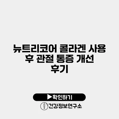 뉴트리코어 콜라겐 사용 후 관절 통증 개선 후기