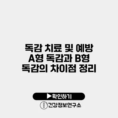 독감 치료 및 예방 A형 독감과 B형 독감의 차이점 정리