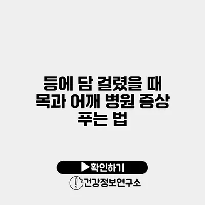 등에 담 걸렸을 때 목과 어깨 병원 증상 푸는 법