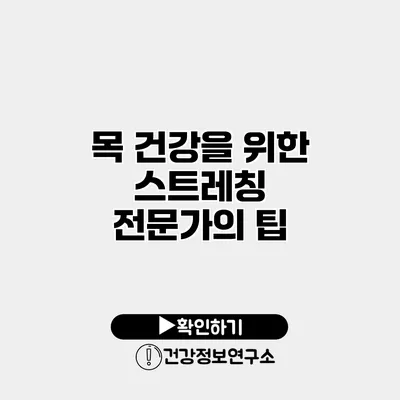 목 건강을 위한 스트레칭 전문가의 팁