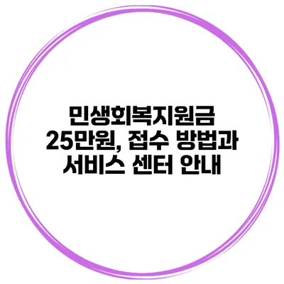 민생회복지원금 25만원, 접수 방법과 서비스 센터 안내