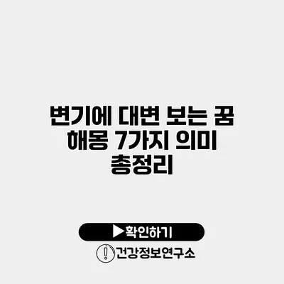변기에 대변 보는 꿈 해몽 7가지 의미 총정리