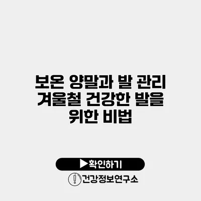 보온 양말과 발 관리 겨울철 건강한 발을 위한 비법