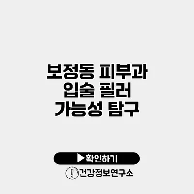 보정동 피부과 입술 필러 가능성 탐구
