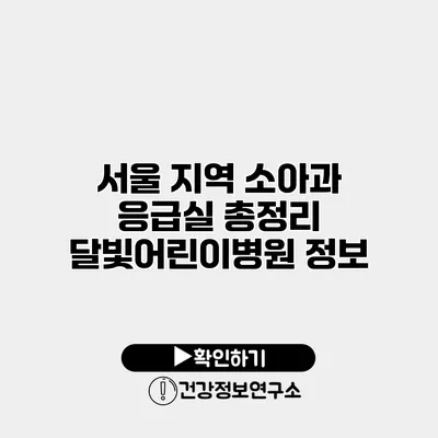 서울 지역 소아과 응급실 총정리 달빛어린이병원 정보