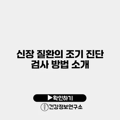 신장 질환의 조기 진단 검사 방법 소개