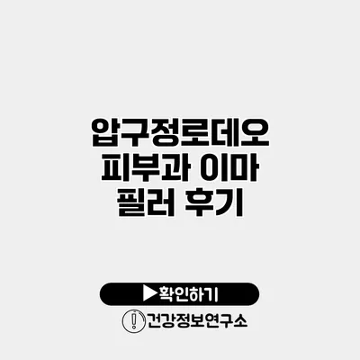 압구정로데오 피부과 이마 필러 후기