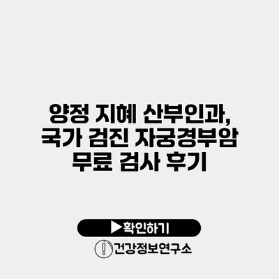 양정 지혜 산부인과, 국가 검진 자궁경부암 무료 검사 후기