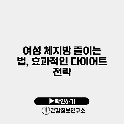 여성 체지방 줄이는 법, 효과적인 다이어트 전략