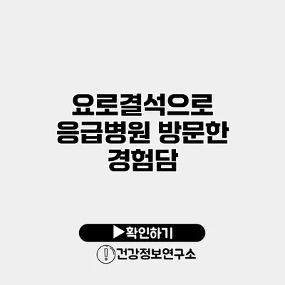 요로결석으로 응급병원 방문한 경험담