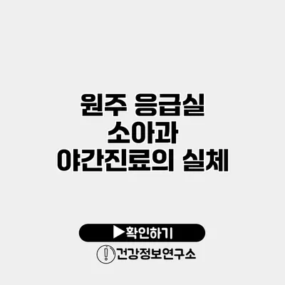 원주 응급실 소아과 야간진료의 실체