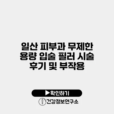 일산 피부과 무제한 용량 입술 필러 시술 후기 및 부작용