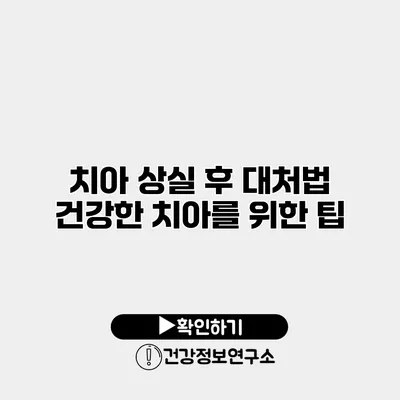 치아 상실 후 대처법 건강한 치아를 위한 팁