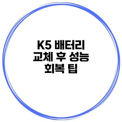 K5 배터리 교체 후 성능 회복 팁