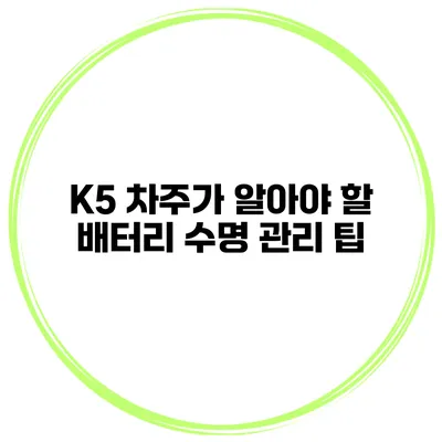 K5 차주가 알아야 할 배터리 수명 관리 팁