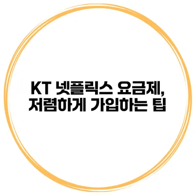KT 넷플릭스 요금제, 저렴하게 가입하는 팁