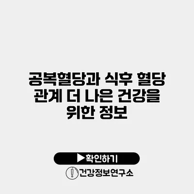공복혈당과 식후 혈당 관계 더 나은 건강을 위한 정보