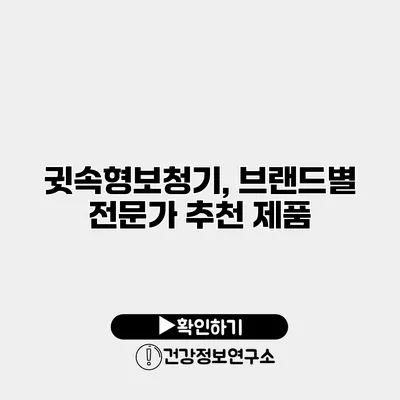 귓속형보청기, 브랜드별 전문가 추천 제품