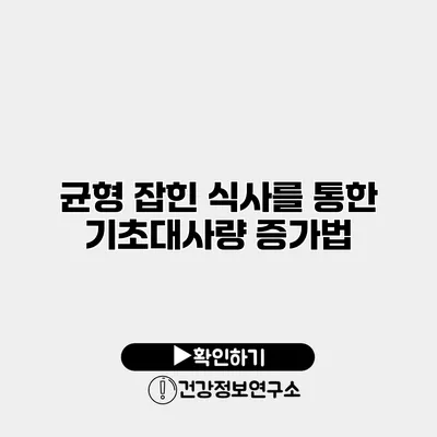 균형 잡힌 식사를 통한 기초대사량 증가법