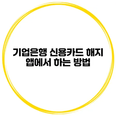 기업은행 신용카드 해지 앱에서 하는 방법