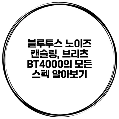 블루투스 노이즈 캔슬링, 브리츠 BT4000의 모든 스펙 알아보기